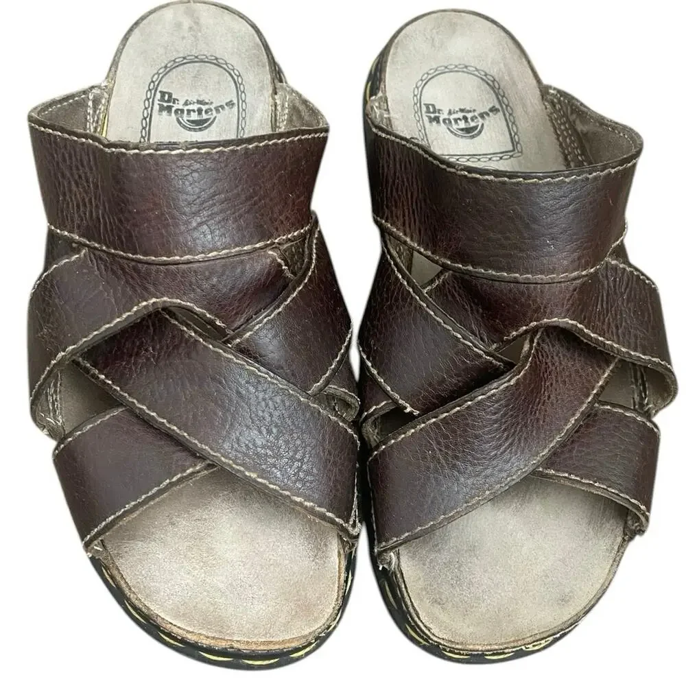 VTG Y2K Dr. Martens Mens Leather Chunky Sandals Slides US 11 Made in England